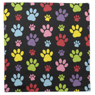 Colorful Paws, Paw Pattern, Paw Prints, Dog Paws Cloth Napkin