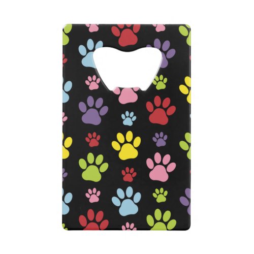 Colorful Paws Paw Pattern Paw Prints Dog Paws Credit Card Bottle Opener