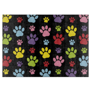 Colorful Paws, Paw Pattern, Paw Prints, Dog Paws Cutting Board
