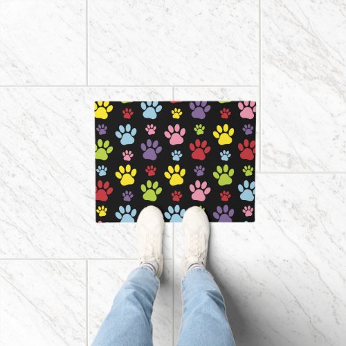 Colorful Paws Paw Pattern Paw Prints Dog Paws Doormat