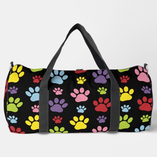 Colorful Paws Paw Pattern Paw Prints Dog Paws Duffle Bag