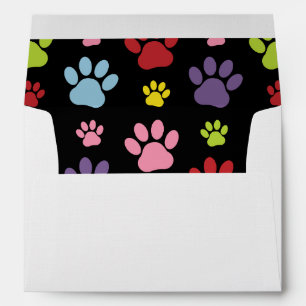 Colorful Paws, Paw Pattern, Paw Prints, Dog Paws Envelope