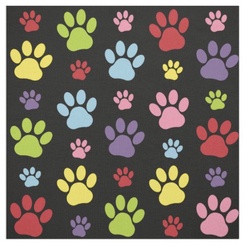 Colorful Paws Paw Pattern Paw Prints Dog Paws Fabric