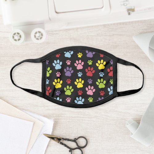 Colorful Paws Paw Pattern Paw Prints Dog Paws Face Mask