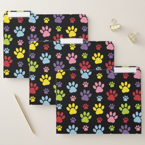 Colorful Paws Paw Pattern Paw Prints Dog Paws File Folder