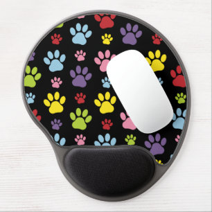 Colorful Paws, Paw Pattern, Paw Prints, Dog Paws Gel Mouse Pad