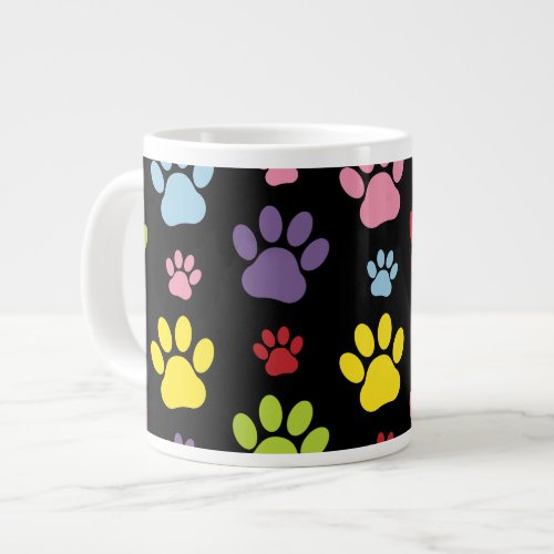 Colorful Paws Paw Pattern Paw Prints Dog Paws Giant Coffee Mug