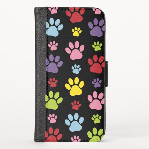 Colorful Paws Paw Pattern Paw Prints Dog Paws iPhone X Wallet Case