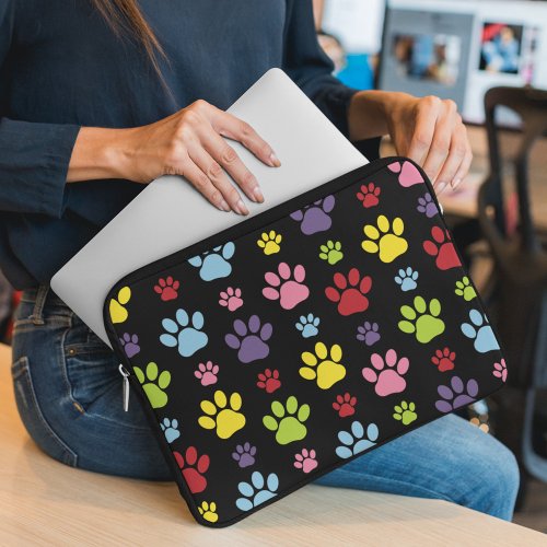Colorful Paws Paw Pattern Paw Prints Dog Paws Laptop Sleeve