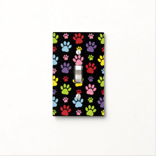 Colorful Paws, Paw Pattern, Paw Prints, Dog Paws Light Switch Cover