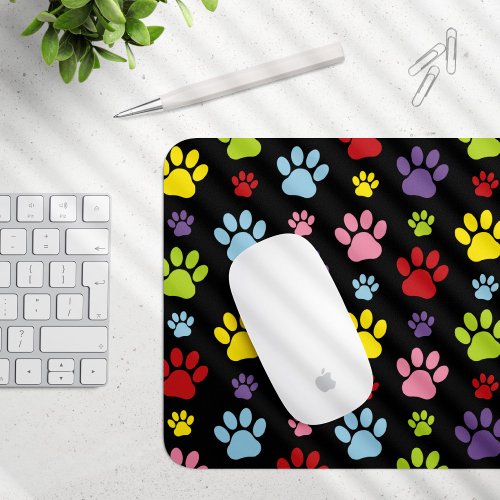 Colorful Paws Paw Pattern Paw Prints Dog Paws Mouse Pad