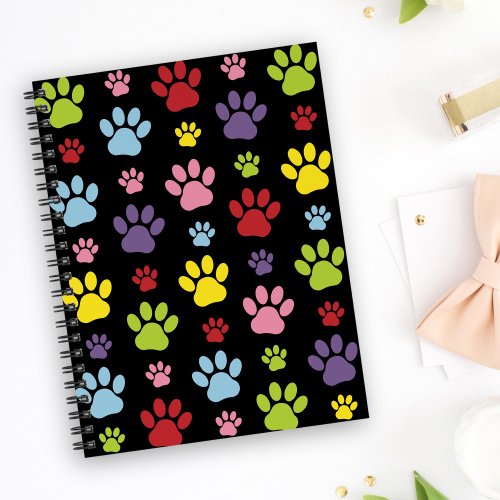 Colorful Paws Paw Pattern Paw Prints Dog Paws Notebook