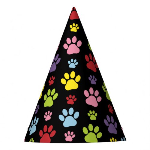 Colorful Paws Paw Pattern Paw Prints Dog Paws Party Hat