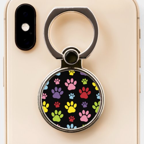 Colorful Paws Paw Pattern Paw Prints Dog Paws Phone Ring Stand