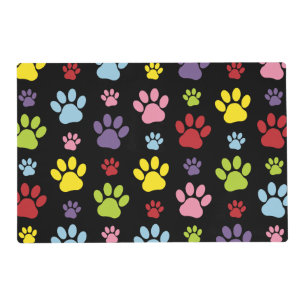 Colorful Paws, Paw Pattern, Paw Prints, Dog Paws Placemat