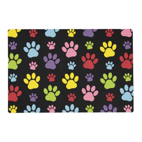 Colorful Paws Paw Pattern Paw Prints Dog Paws Placemat