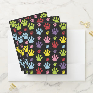 Colorful Paws, Paw Pattern, Paw Prints, Dog Paws Pocket Folder