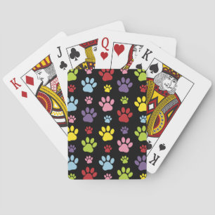 Colorful Paws, Paw Pattern, Paw Prints, Dog Paws Poker Cards