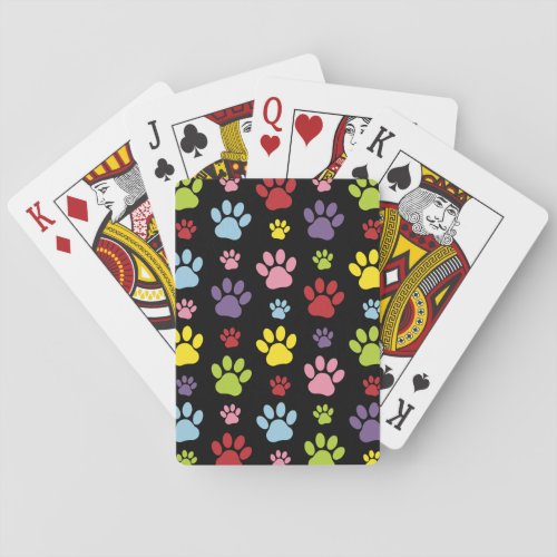 Colorful Paws Paw Pattern Paw Prints Dog Paws Poker Cards