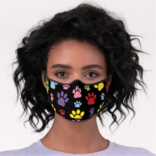 Colorful Paws Paw Pattern Paw Prints Dog Paws Premium Face Mask