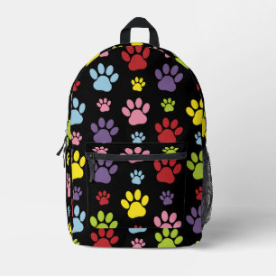 Colorful Paws, Paw Pattern, Paw Prints, Dog Paws Printed Backpack