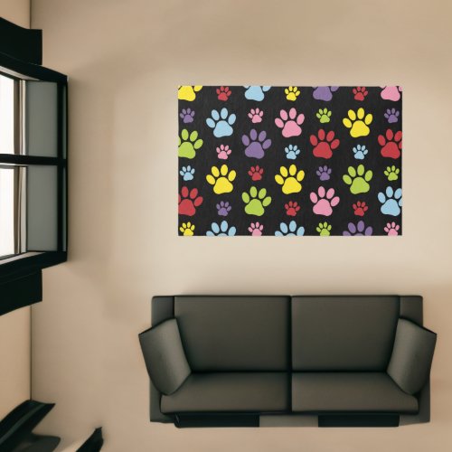 Colorful Paws Paw Pattern Paw Prints Dog Paws Rug