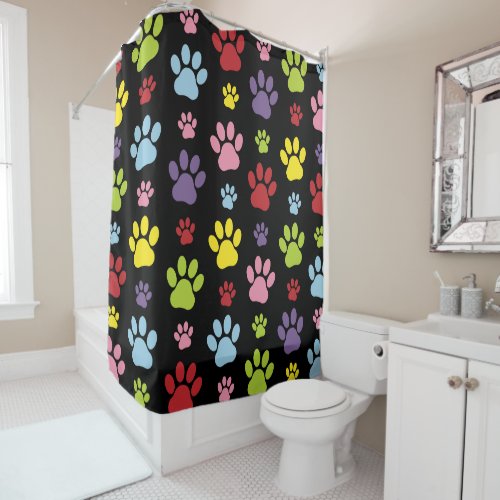 Colorful Paws Paw Pattern Paw Prints Dog Paws Shower Curtain