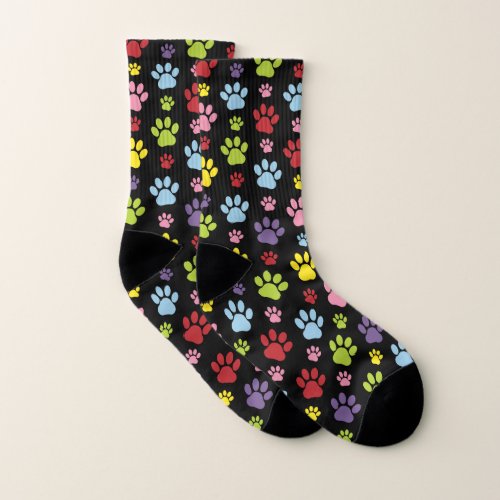 Colorful Paws Paw Pattern Paw Prints Dog Paws Socks