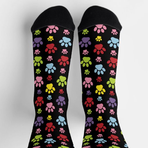 Colorful Paws Paw Pattern Paw Prints Dog Paws Socks