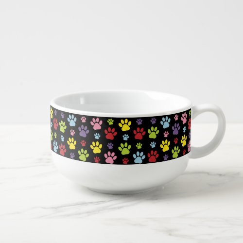 Colorful Paws Paw Pattern Paw Prints Dog Paws Soup Mug