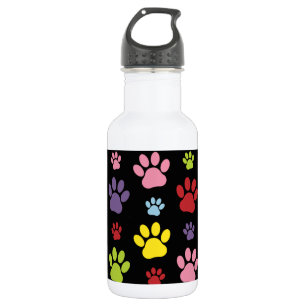 Colorful Paws, Paw Pattern, Paw Prints, Dog Paws Stainless Steel Water Bottle