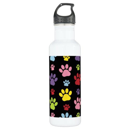 Colorful Paws Paw Pattern Paw Prints Dog Paws Stainless Steel Water Bottle