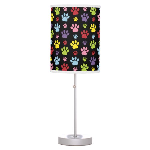 Colorful Paws Paw Pattern Paw Prints Dog Paws Table Lamp