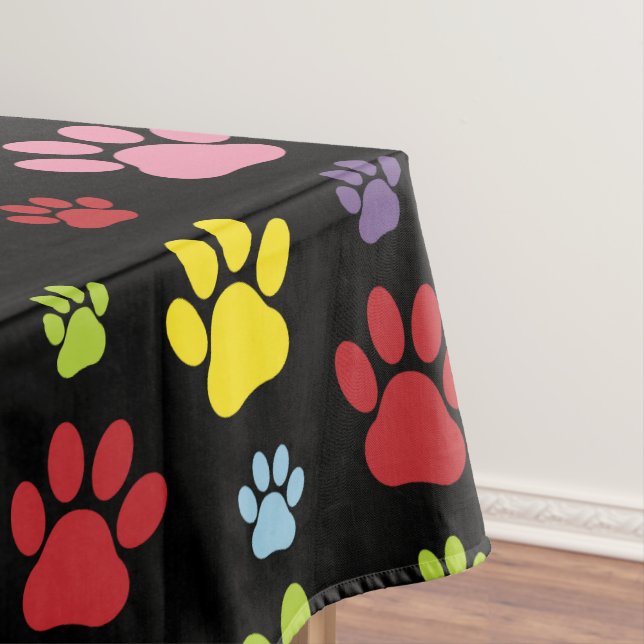 Colorful Paws, Paw Pattern, Paw Prints, Dog Paws Tablecloth (In Situ)