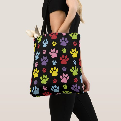 Colorful Paws Paw Pattern Paw Prints Dog Paws Tote Bag