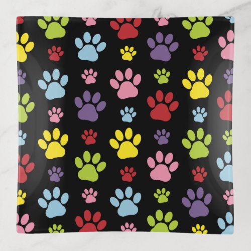 Colorful Paws Paw Pattern Paw Prints Dog Paws Trinket Tray