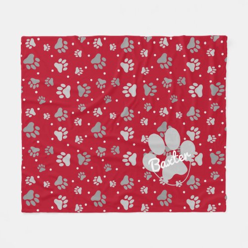 Colorful Paws Personalized Red Fleece Pet Blanket