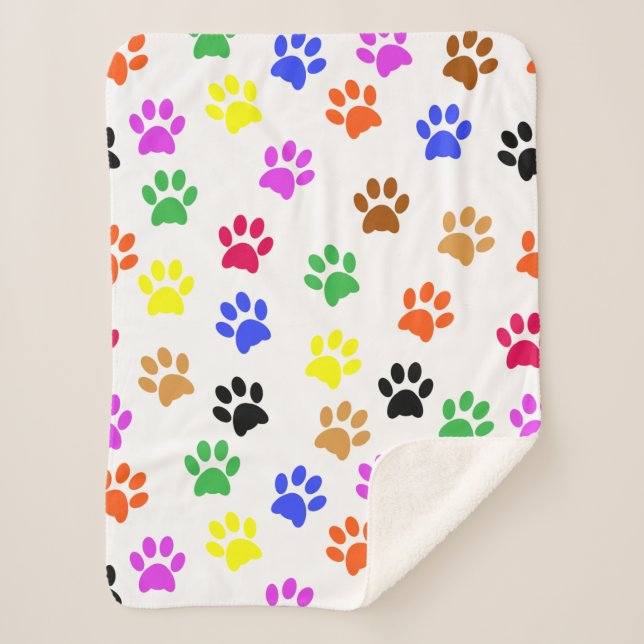 Colorful Paws Sherpa Blanket (Front)