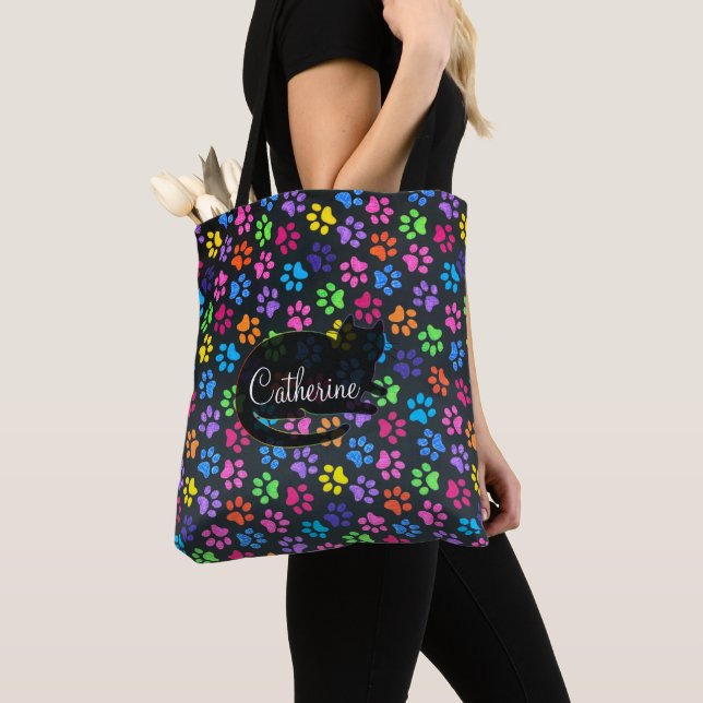 Colorful Paws Tote Bag (Close Up)