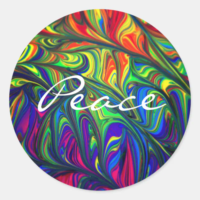 Colorful Peace Classic Round Sticker | Zazzle