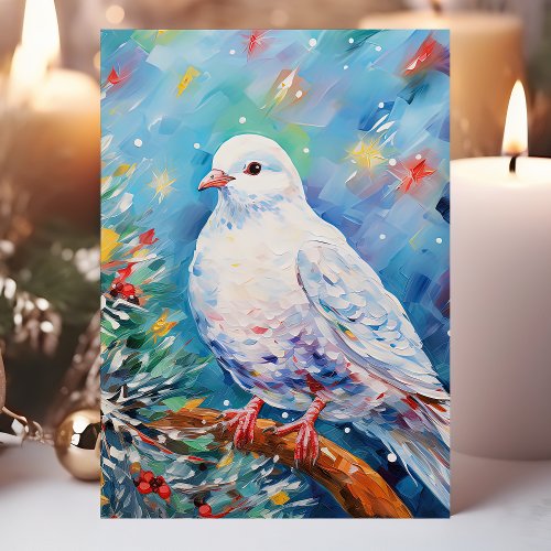Colorful Peace Dove Christmas Holiday Card