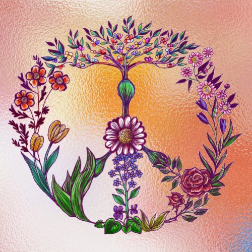 Colorful Peace Floral Cute Boho Hippie Decorative Window Cling