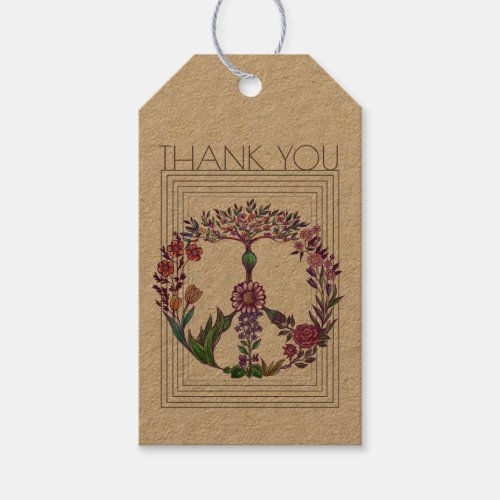 Colorful Peace Floral Cute Boho Hippie Wholesome Gift Tags