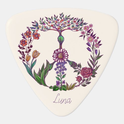 Colorful Peace Floral Cute Boho Hippie Wholesome Guitar Pick