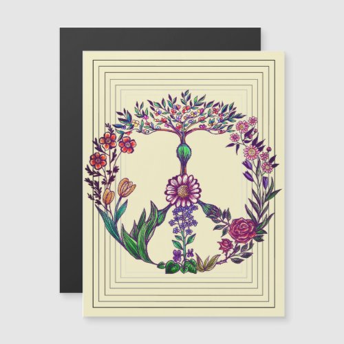 Colorful Peace Floral Cute Boho Hippie Wholesome Magnetic Invitation