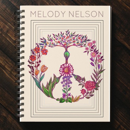 Colorful Peace Floral Cute Boho Hippie Wholesome Notebook