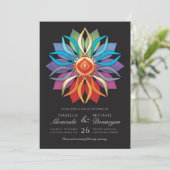 Colorful Peace Flower Wedding Invitations (Standing Front)
