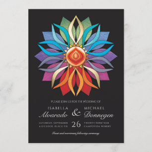 Colorful Peace Flower Wedding Invitations