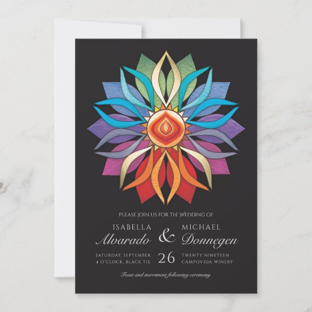 Colorful Peace Flower Wedding Invitations (Front)