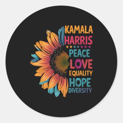 Colorful Peace Love Equality Hope Diversity  Classic Round Sticker